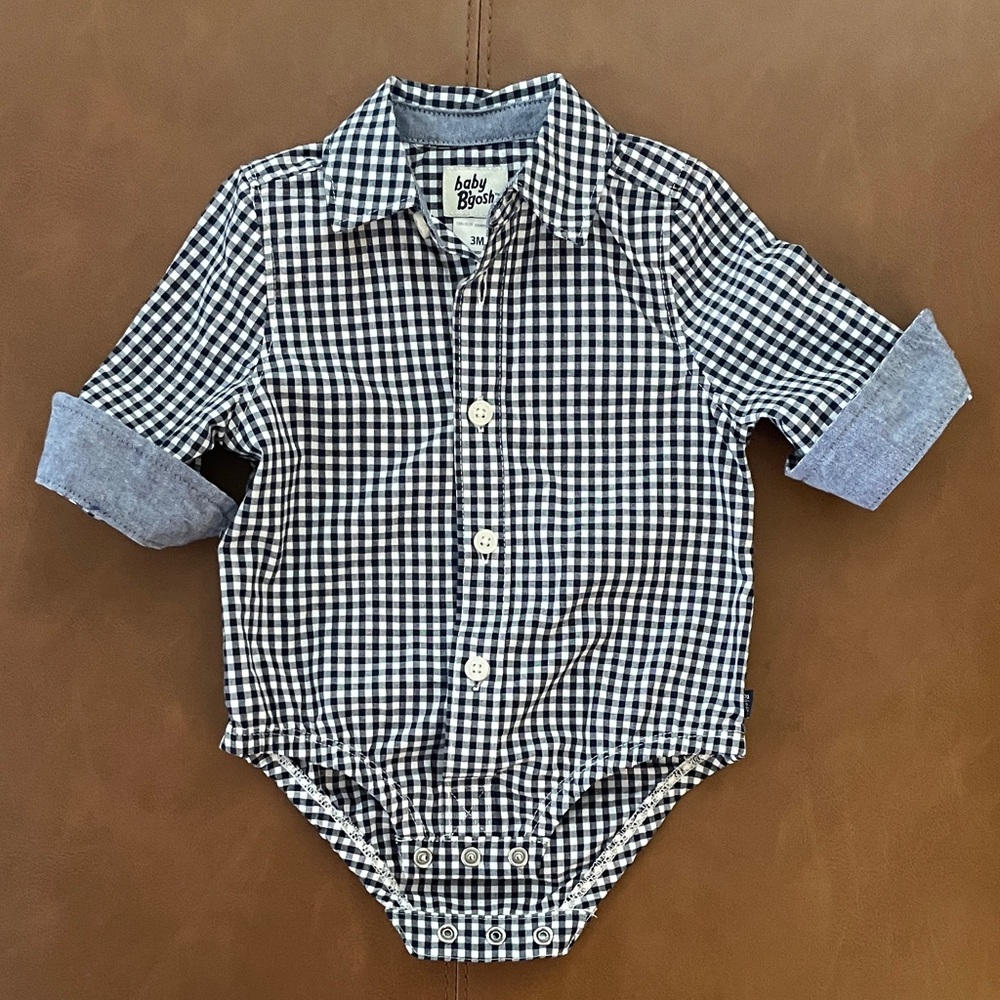 Baby Bgosh Gingham Button Down Shirt - Navy and White
